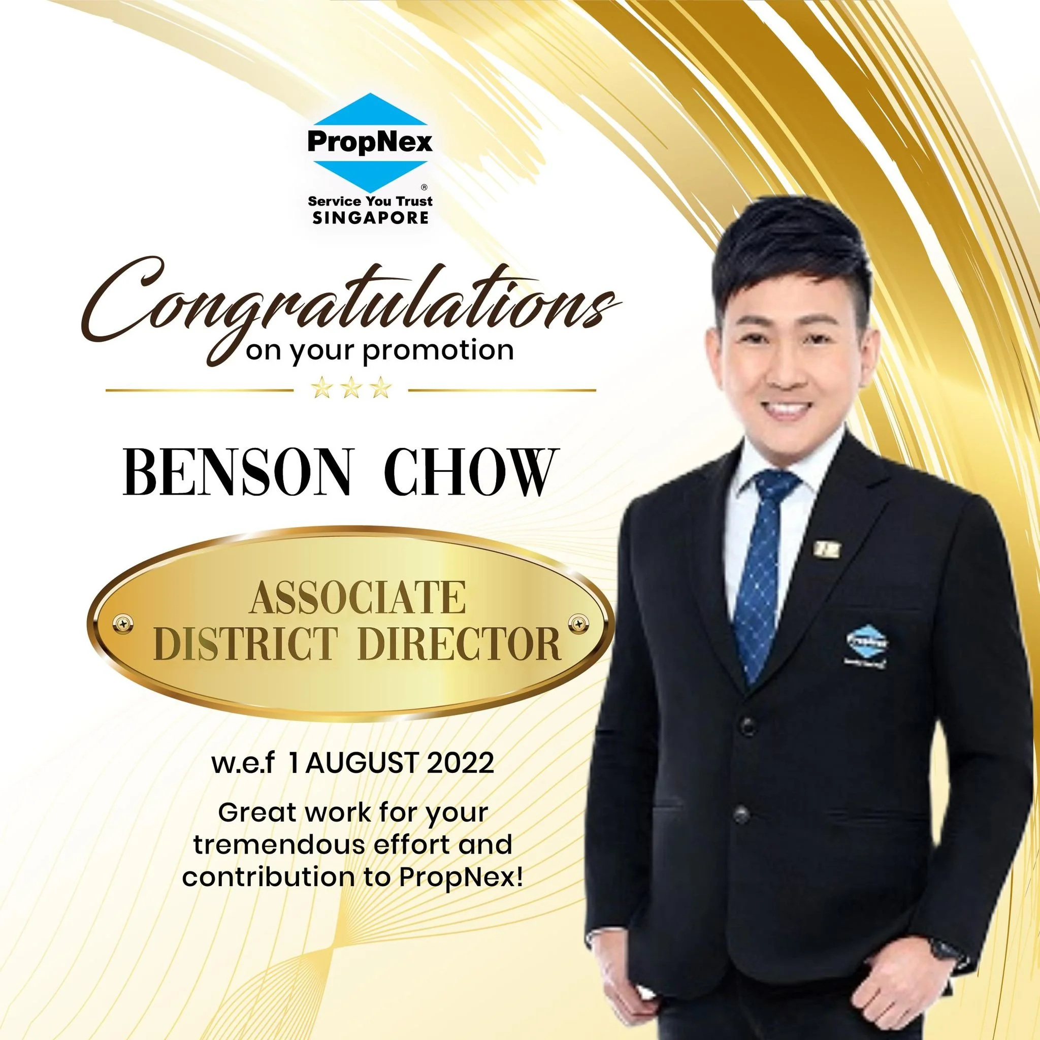 Congratulations to Benson Chow on His Promotion to Associate District Director and His 2 Awards!