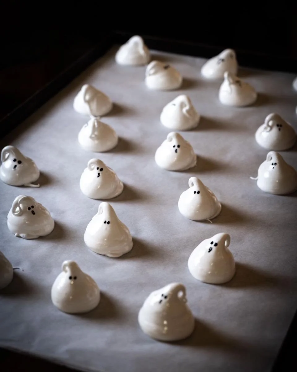 Happy Halloween 🎃 these happy little ghosts are making a guest appearance in our cake counter today, so come say hi 👻