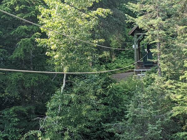  The suspension wire for the hand tram on the Lower Winner Creek Trail  