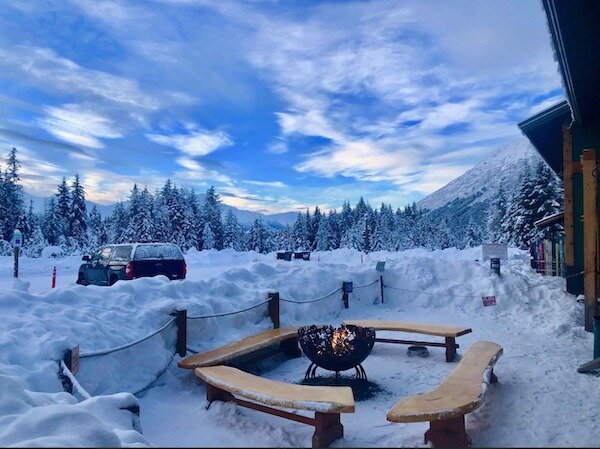  Outside fire pit area at Girdwood Brewing Company 