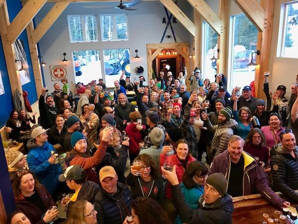  A big crowd inside Girdwood Brewing Company 