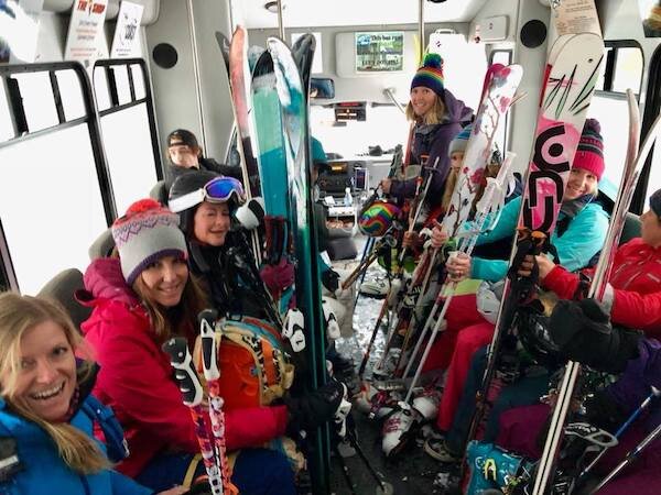  A group of skiers in the Glacier Valley Transit van 