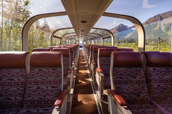  Passenger cabin with large windows on Alaska Railroad 