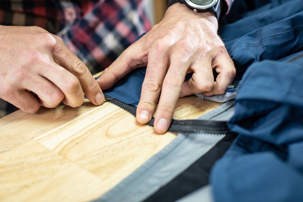  A person sewing 