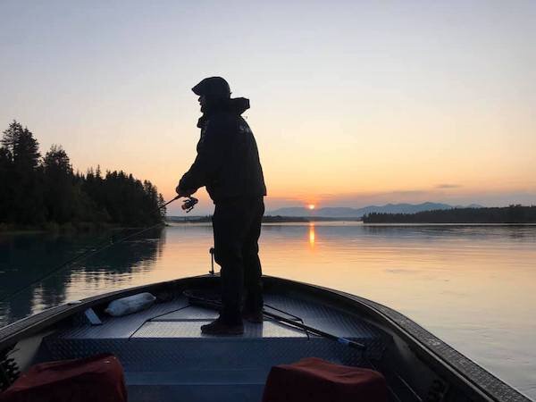 Person fishing at sunset on the Alaska Drift Away Fishing 