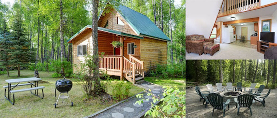  Cabins in the forest in the Kenai Peninsula on Alaska Drift Away Fishing property 