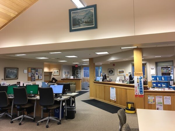  Girdwood Library front desk and book drop  