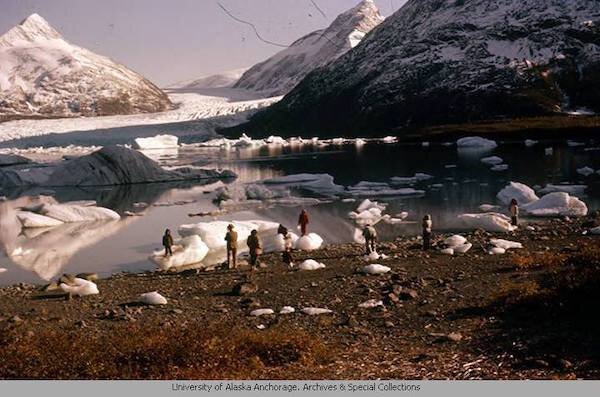  1960s picture of Spencer Lake with Glacier  