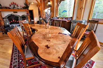  Beautiful hand-made table in the dining area of the Carriage House 