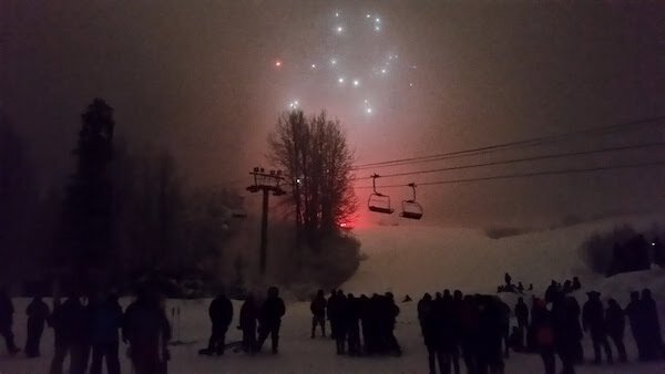  Fireworks in a fogging night on Alyeska Resort 