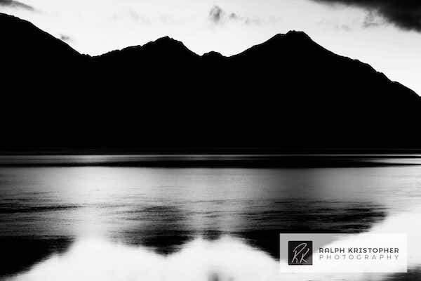  A black and white image of Cook Inlet in Alaska  photo by Ralph Krisopher Photography 