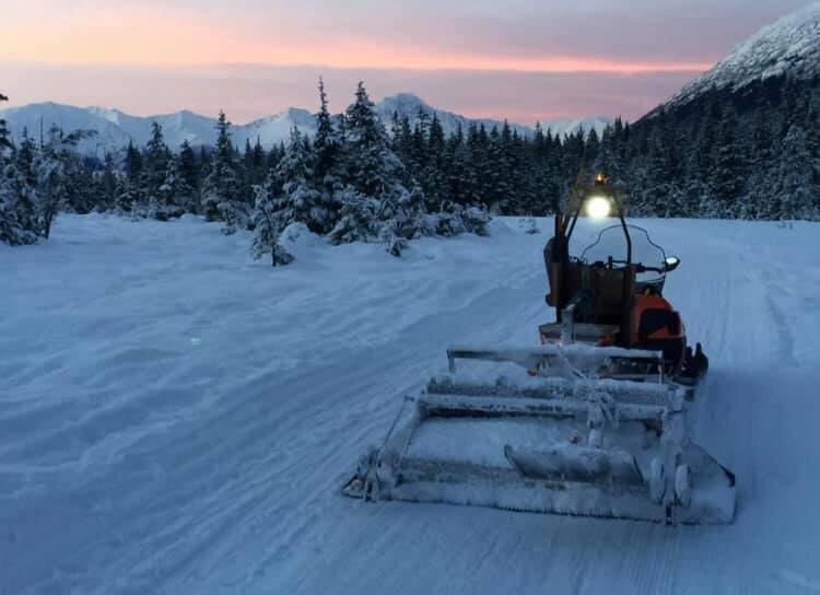  The snowcat grooming the Moose Meadow trails  