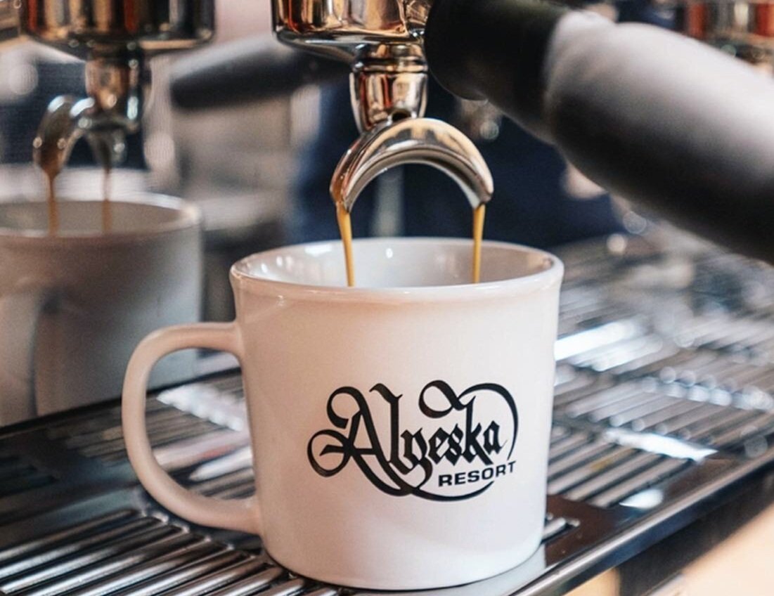  An espresso maker with a cup of coffee near it at the Tramway Cafe 