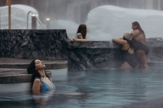  People in the hot water at the Alyeska Nordic Spa 