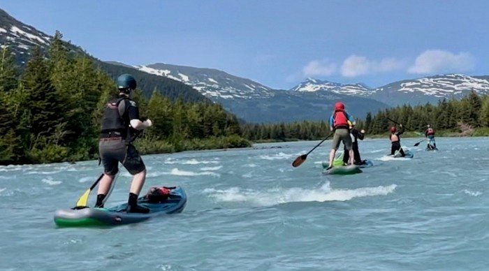  A group of paddlers on the river with Swift Adventures 