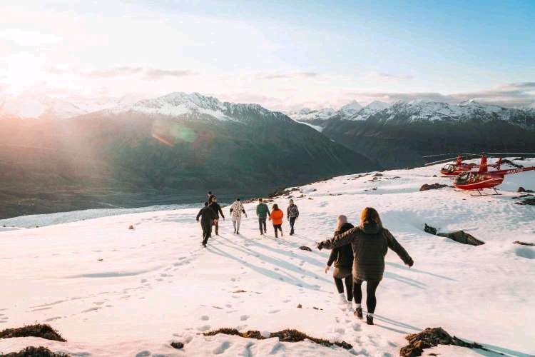 People running on a glacier 