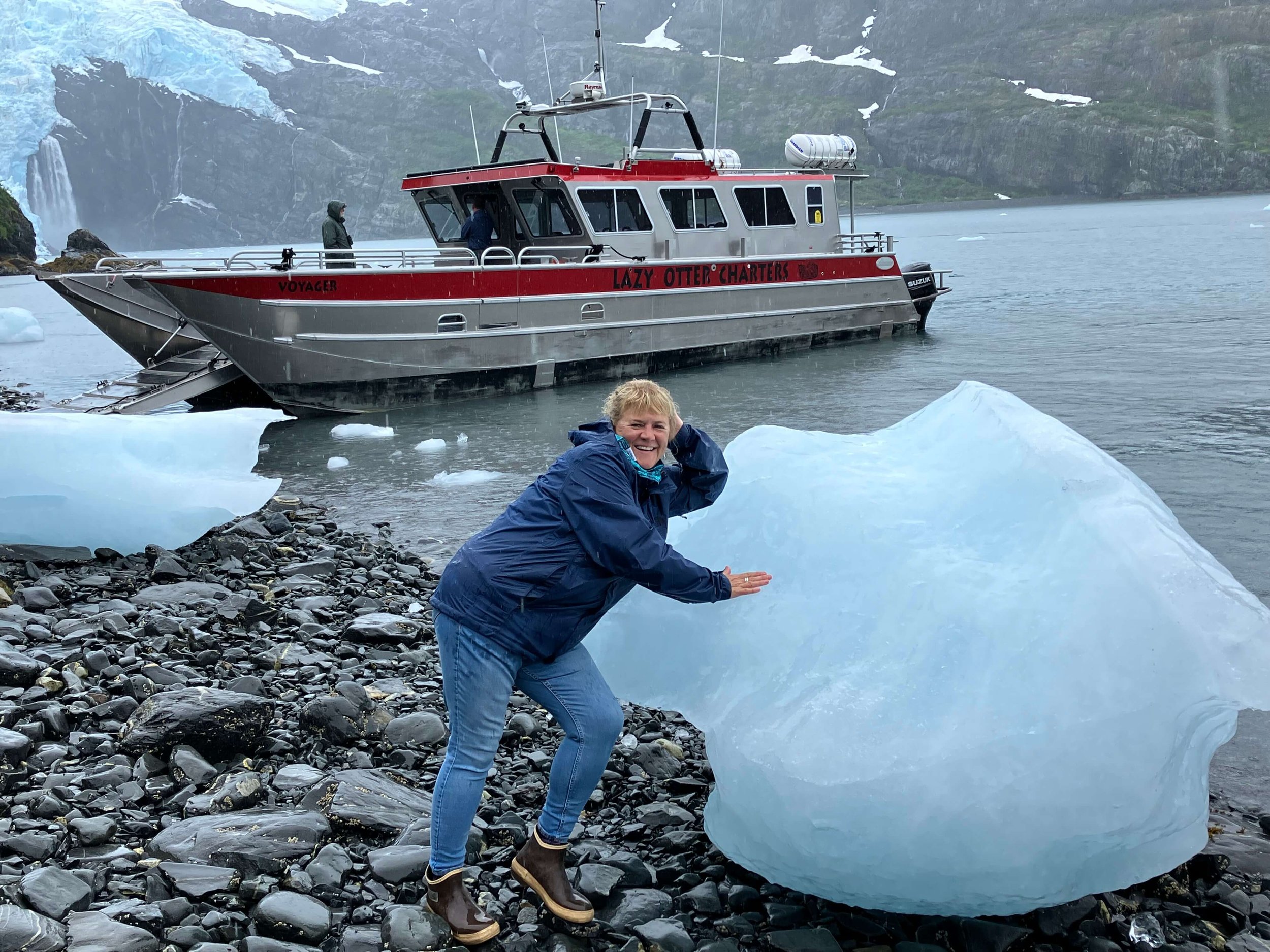  Touching an Ice berg on Lazy Otter Charters Tour 