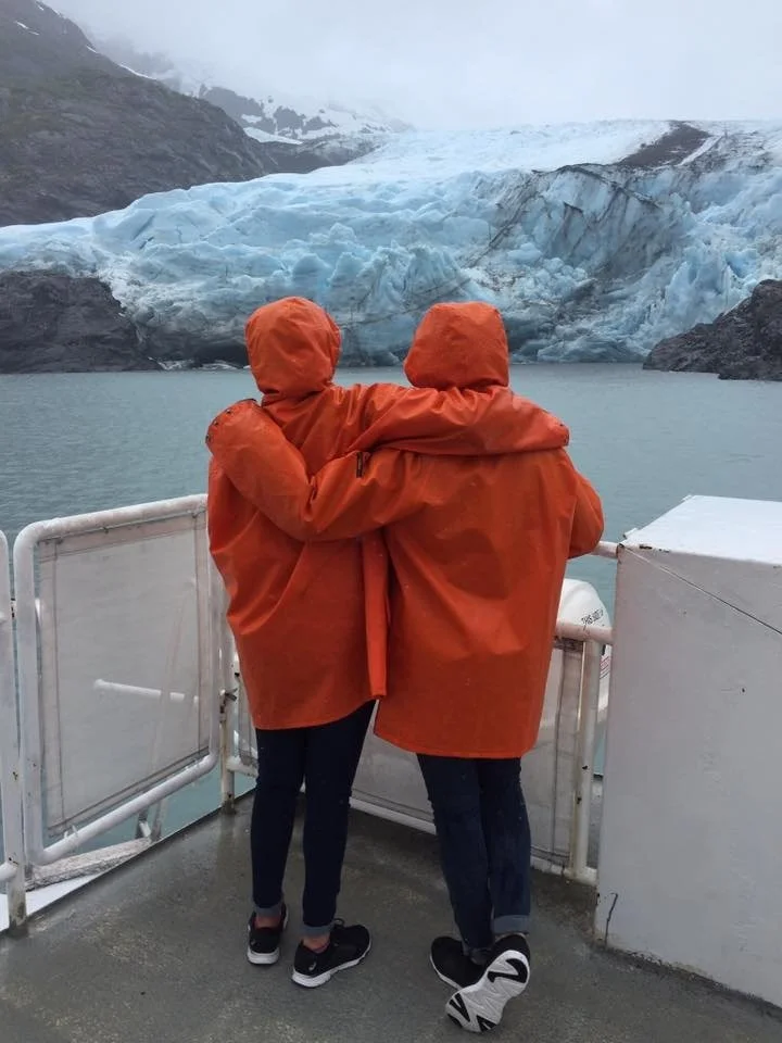  Two people hugging on Portage Glacier Cruise 