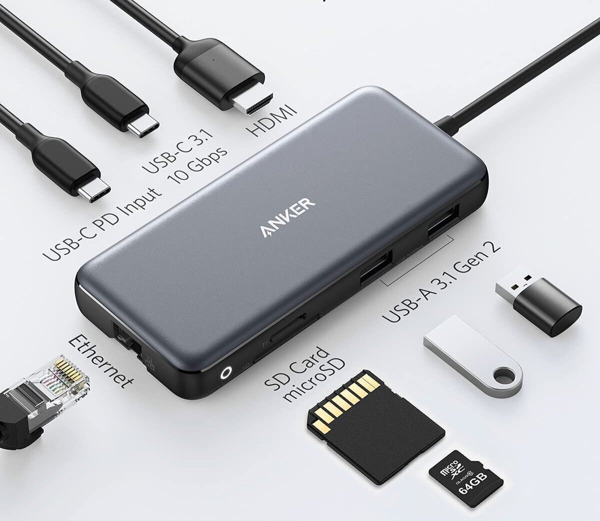 Anker PowerExpand 8-in-1 USB-C PD メディア ハブ 4K対応 複数画面出力  HDMIポート 100W Power Delivery 対応 USB-Cポート USB-A ポー 価格比較