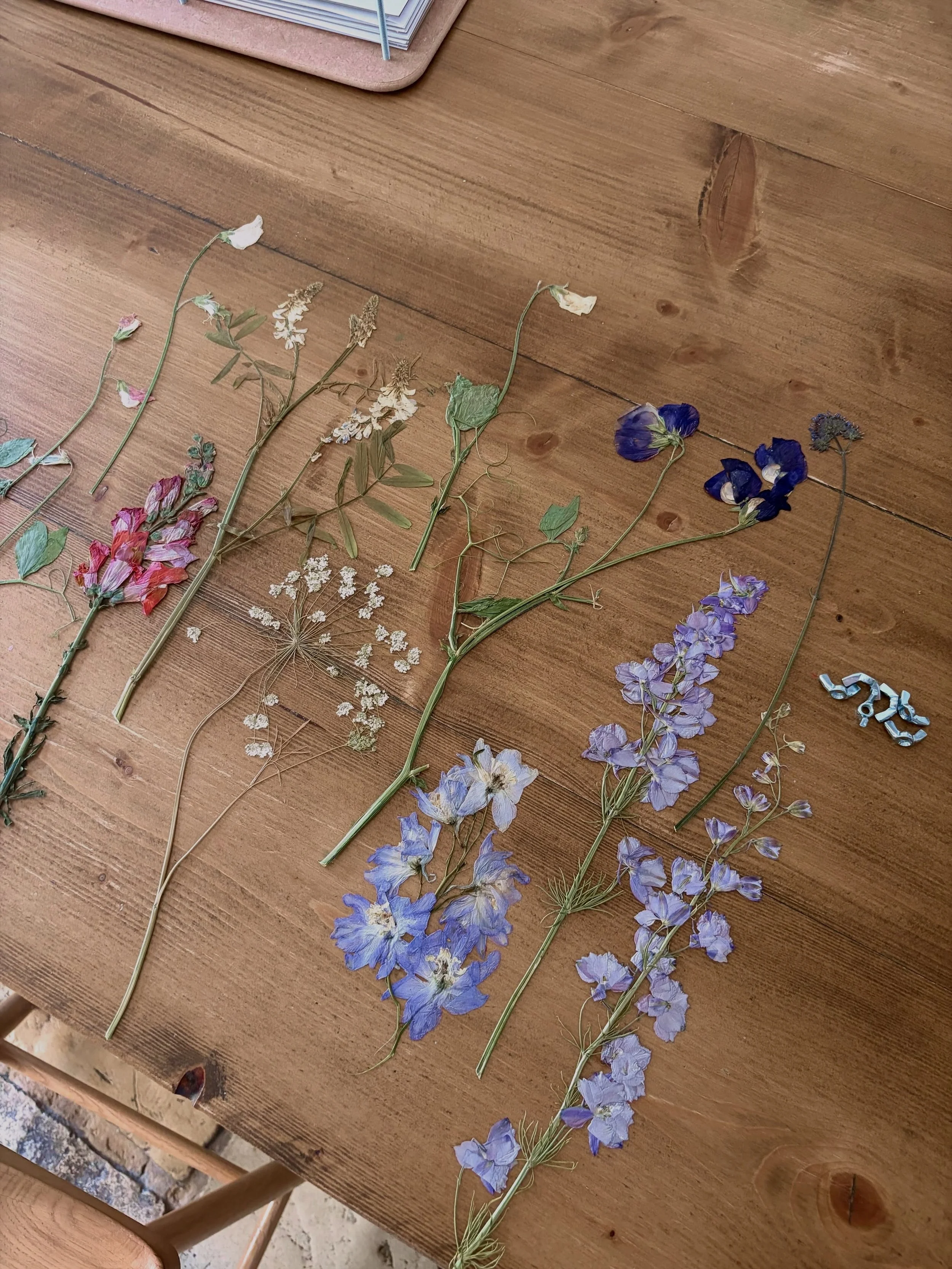 Inaugural pressed bouquet unveiling of the summer. June wedding memories preserved forever 🏹❤️&zwj;🔥