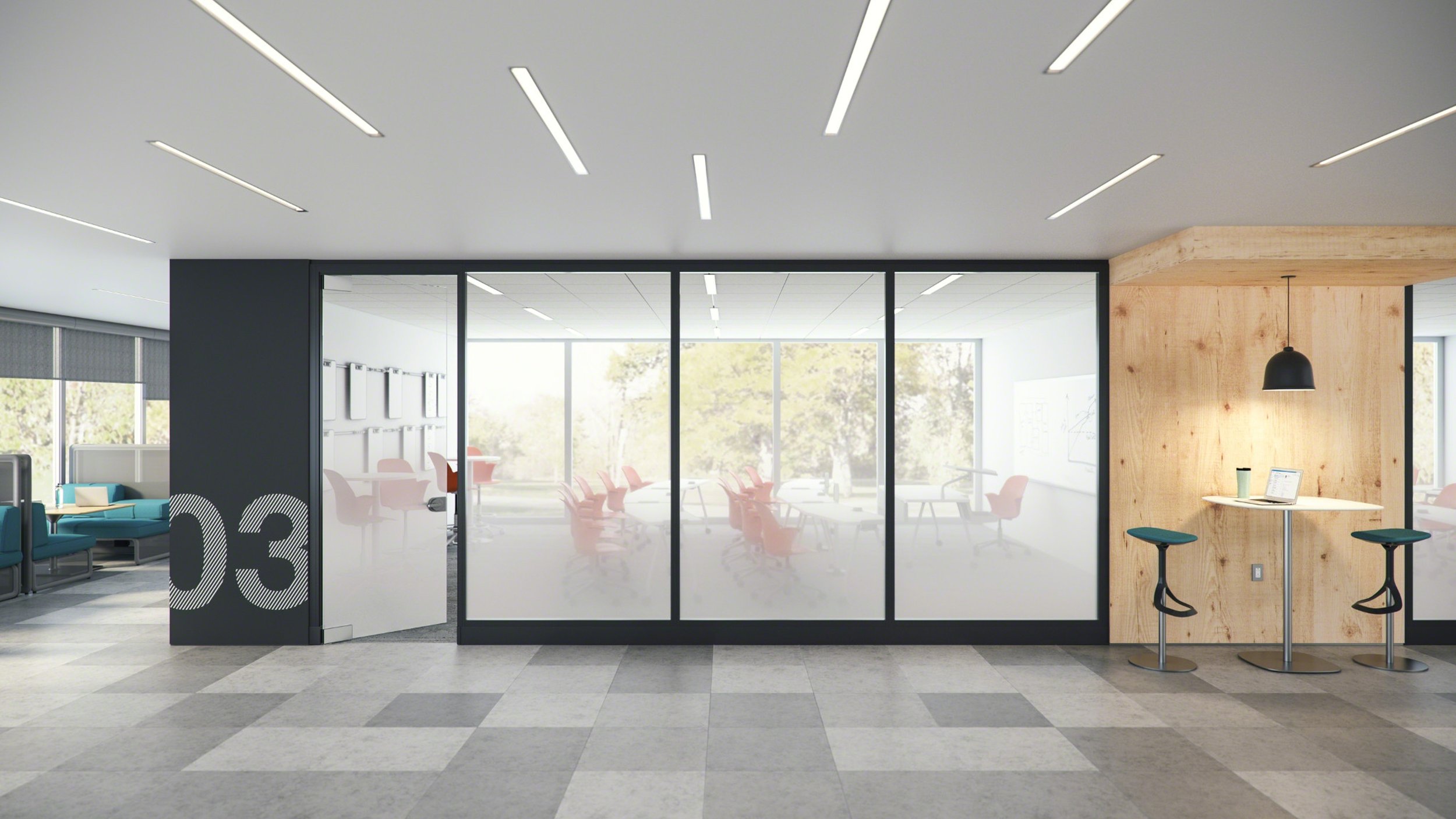 Steelcase Privacy Wall with Node Seating