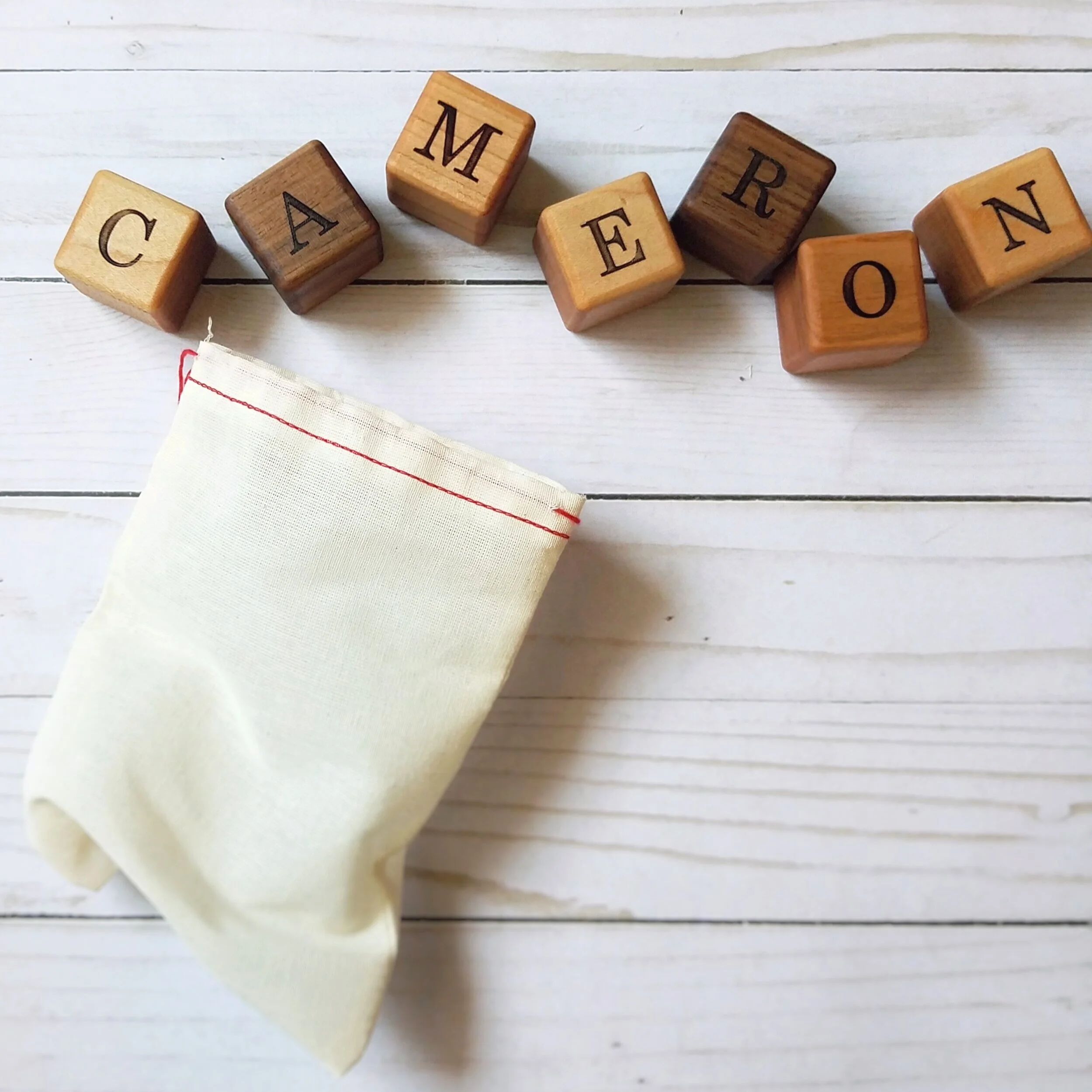 Handcrafted wooden name blocks