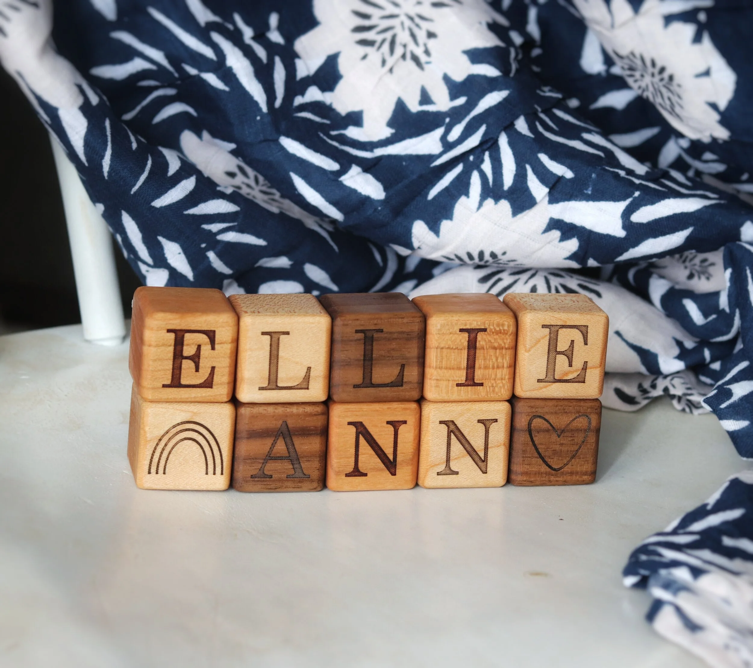 Custom hardwood name blocks