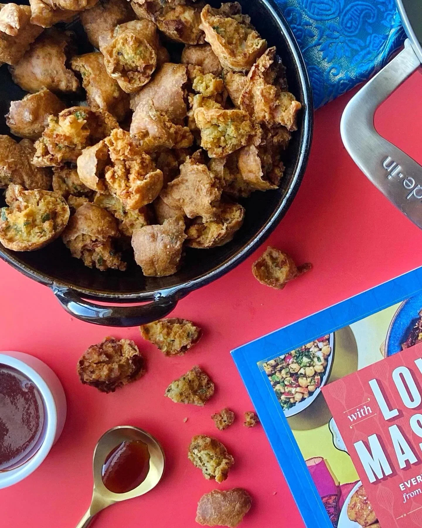 Our Sindhi Pakoras —crunchy twice-fried fritters—are perfect for Diwali celebrations (and other festive gatherings)! Our recipe is a little spicy, a little tangy, and so irresistible. Snag the recipe in our cookbook or sign up for our new