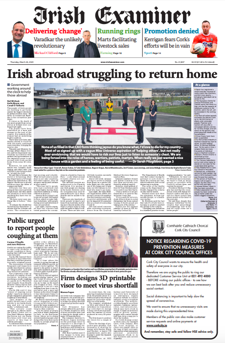 CALT Dynamics on the front page of the Irish Examiner