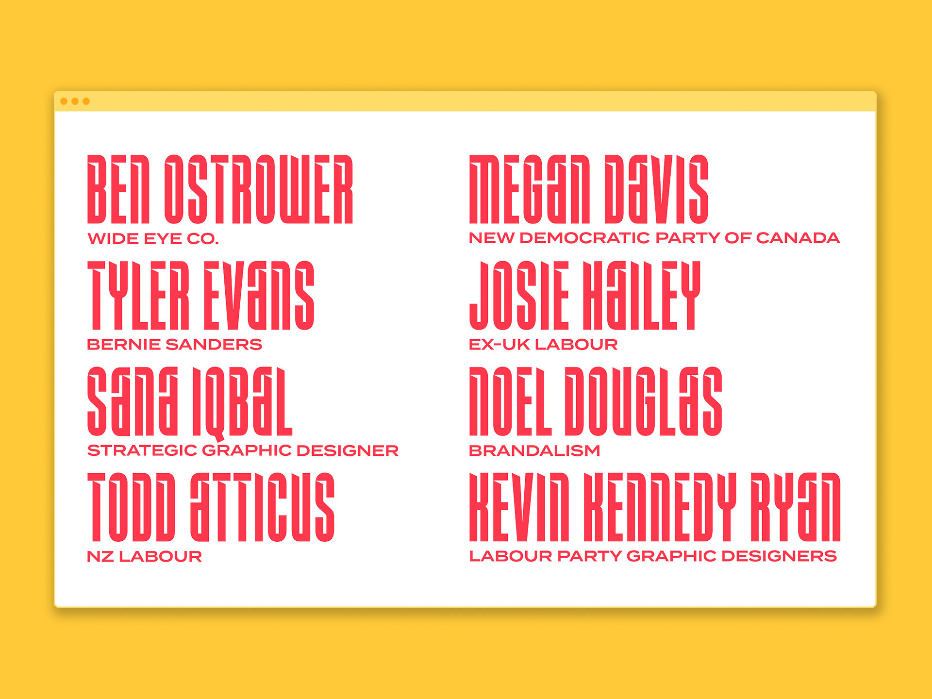 Left Design Festival typographic lineup