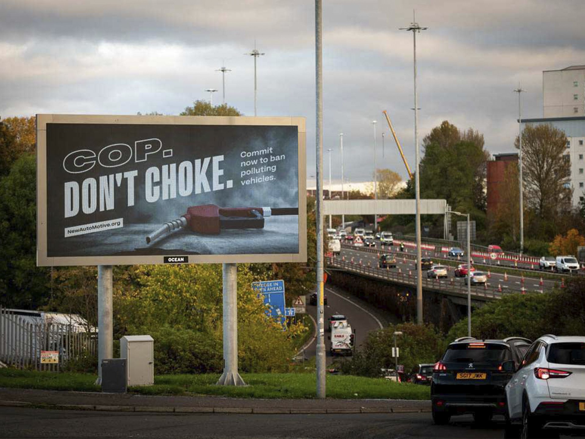 New AutoMotive billboard on the motorway outside of Glasgow during COP26