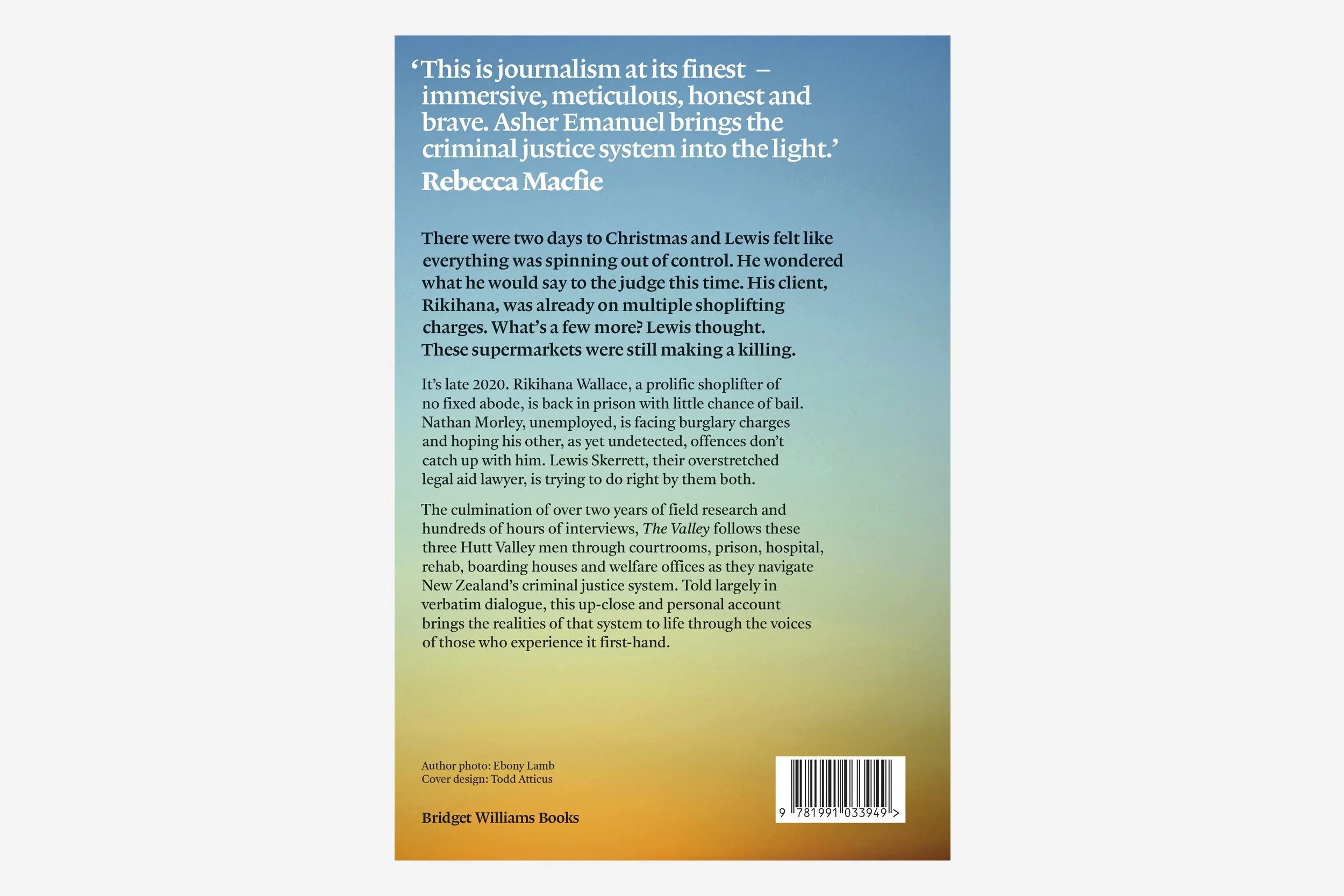 Back cover artwork for Asher Emanuel's The Valley.