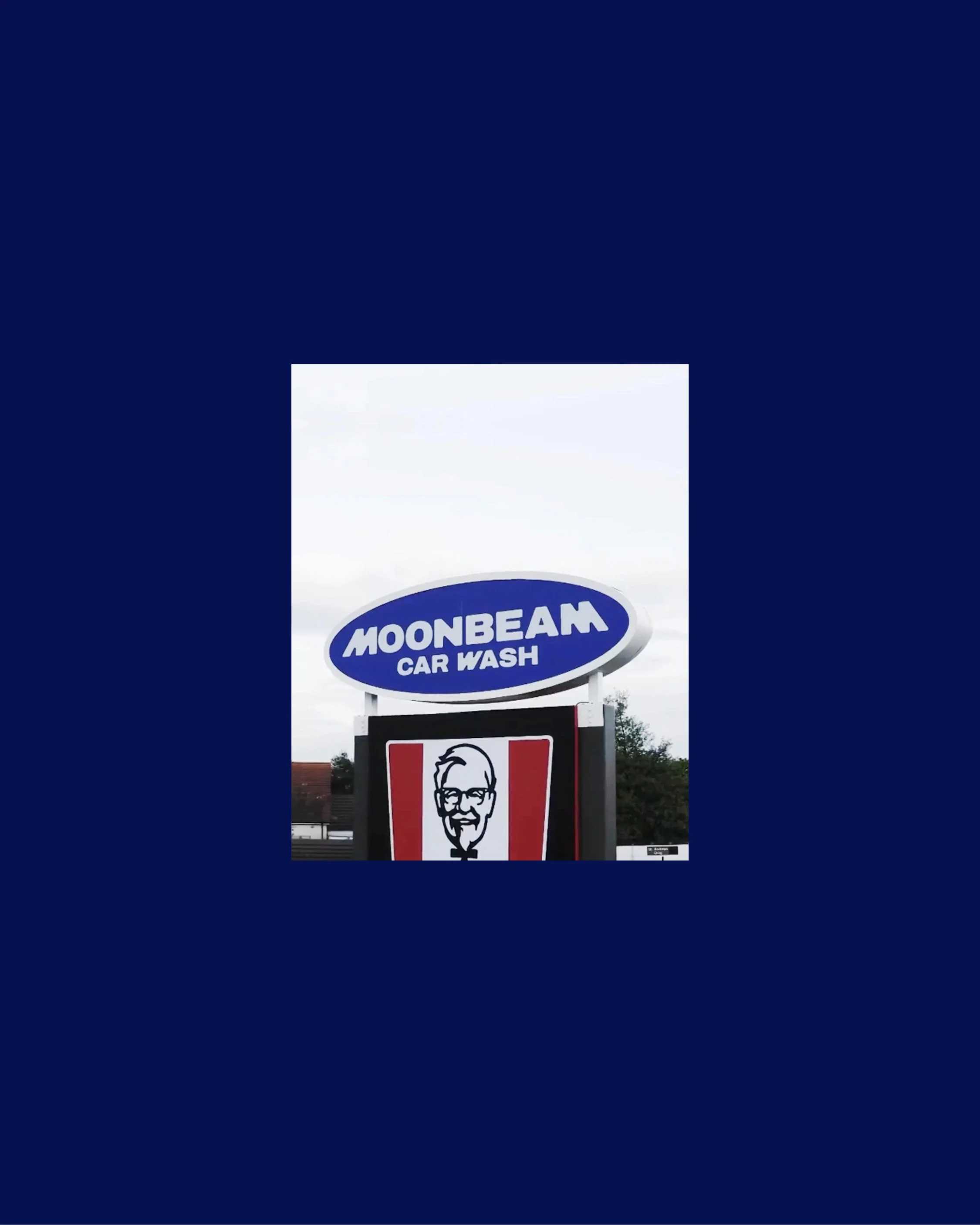 Signage for a Moonbeam car wash