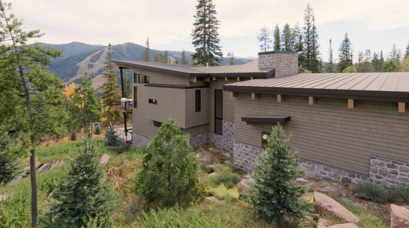 mountain architecture, shed roof, midcentury modern, midcentury mountain