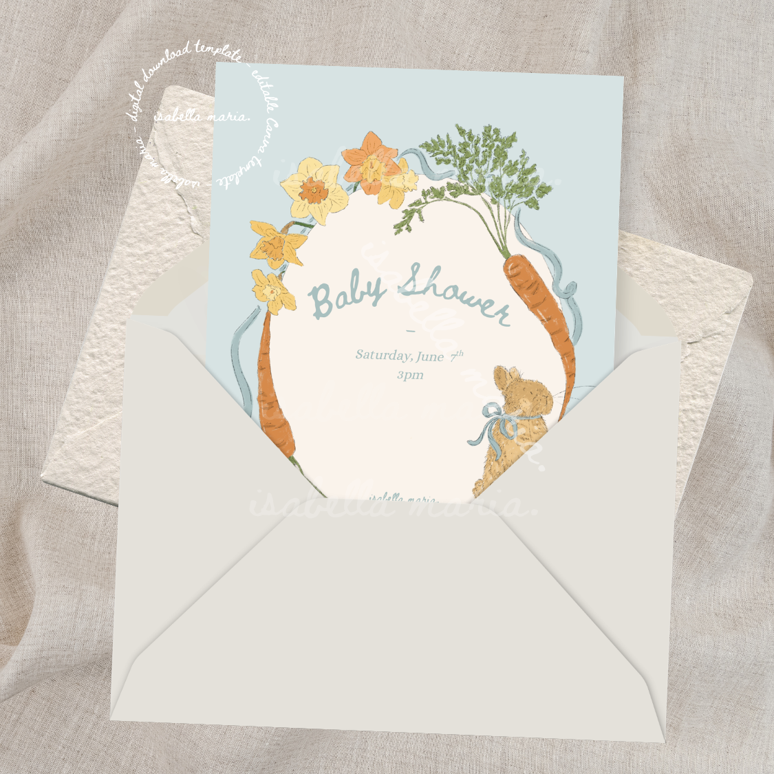 Spring Invitation Animals spring rabbit hand drawn digital invite template personalized on canva ...