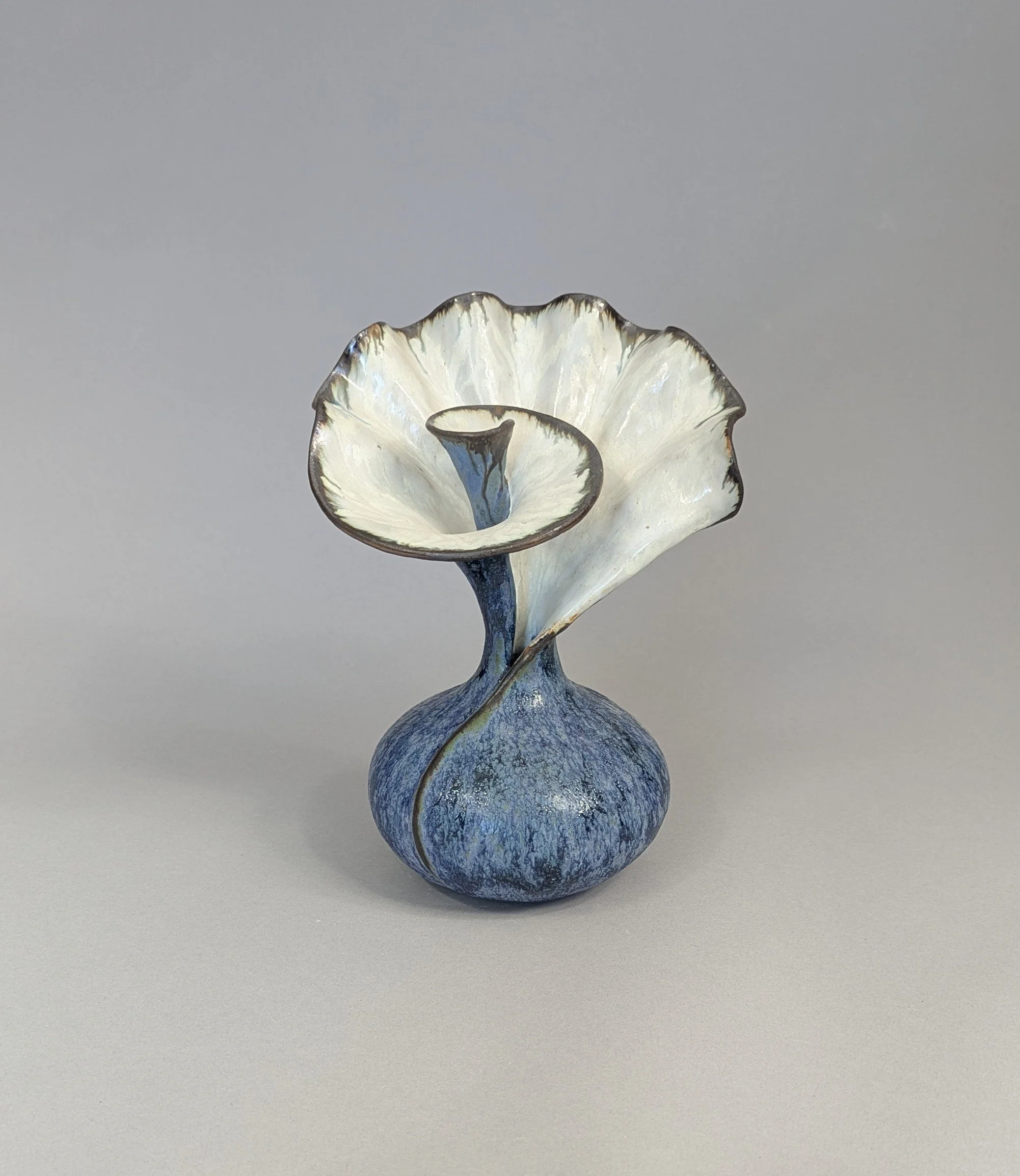 Ruffled Swirl Vase 9.5"ht x 7"w x 5" d