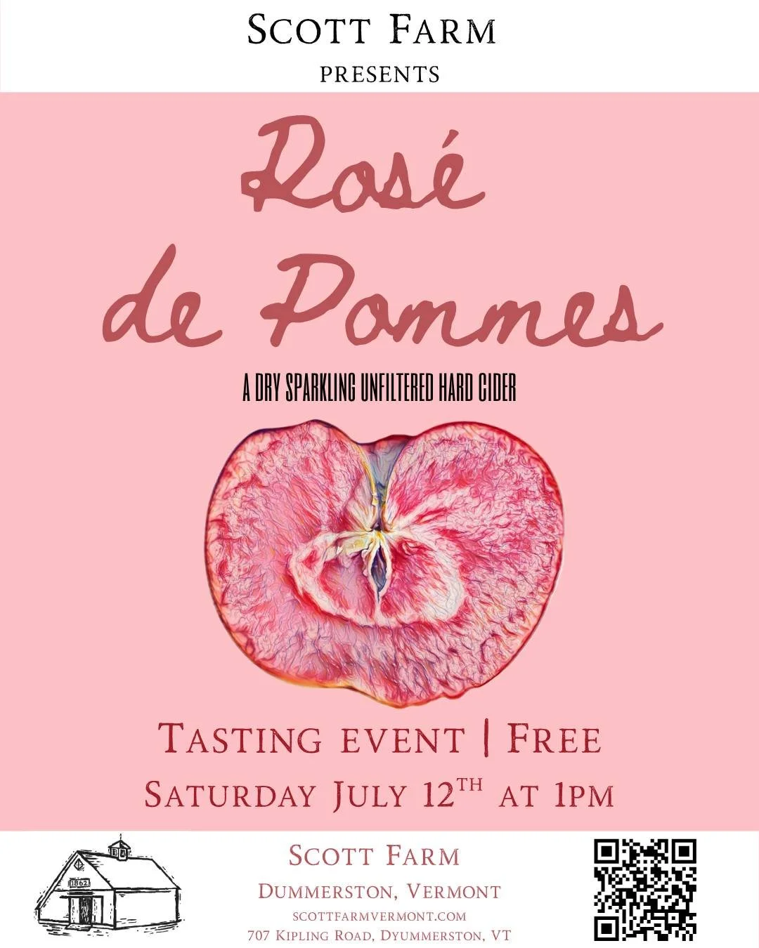 Come and join us at the farm this Saturday to taste our new Ros&eacute; de Pommes hard cider.

Dry, unfiltered with notes of summer berries and bright acidity.

Free guided tasting at 1pm on Saturday, July 12th.

 #vermonthardcider #localfruit #vtfar