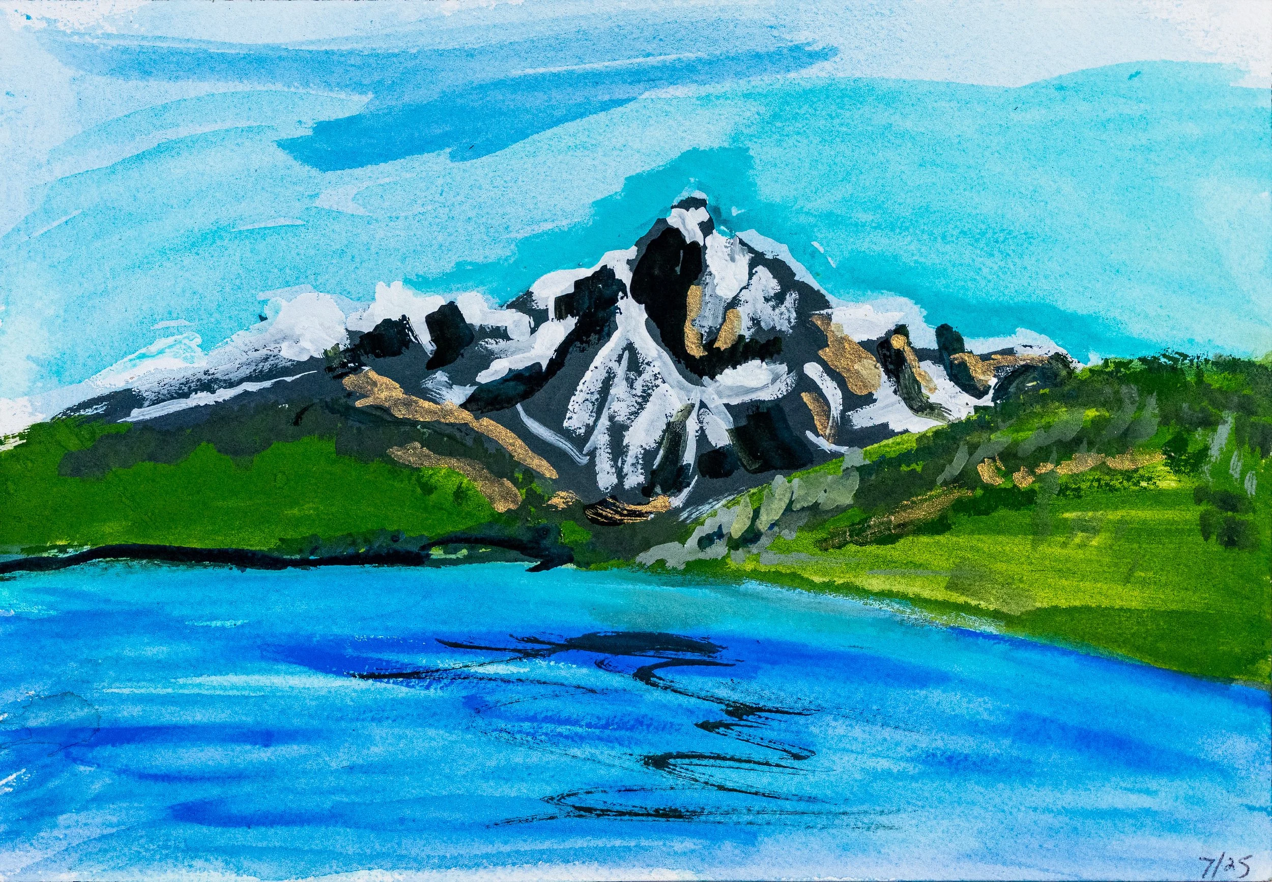 Redfish Lake Study 2 | Gouache | 7" x 10" | 2025