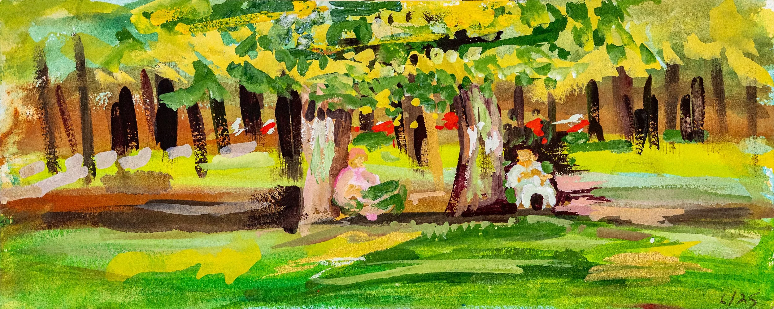Jardin Tuileries | Gouache | 4" x 10" | 2025