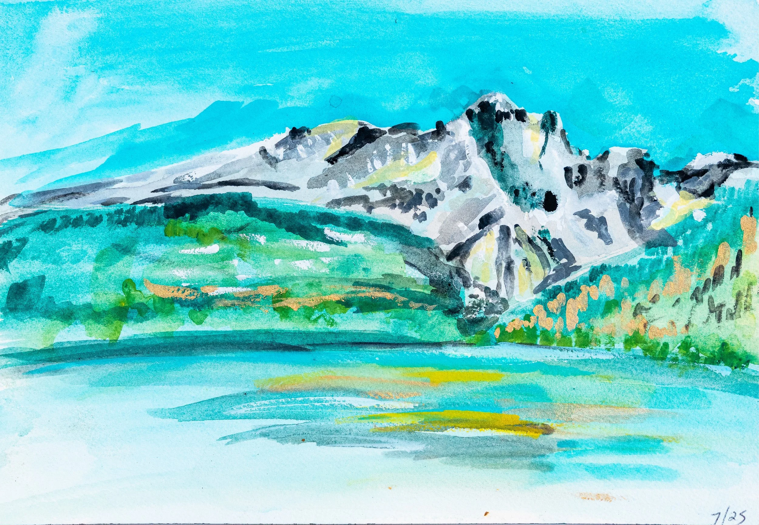 Redfish Lake Study 1 | Gouache | 7" x 10" | 2025