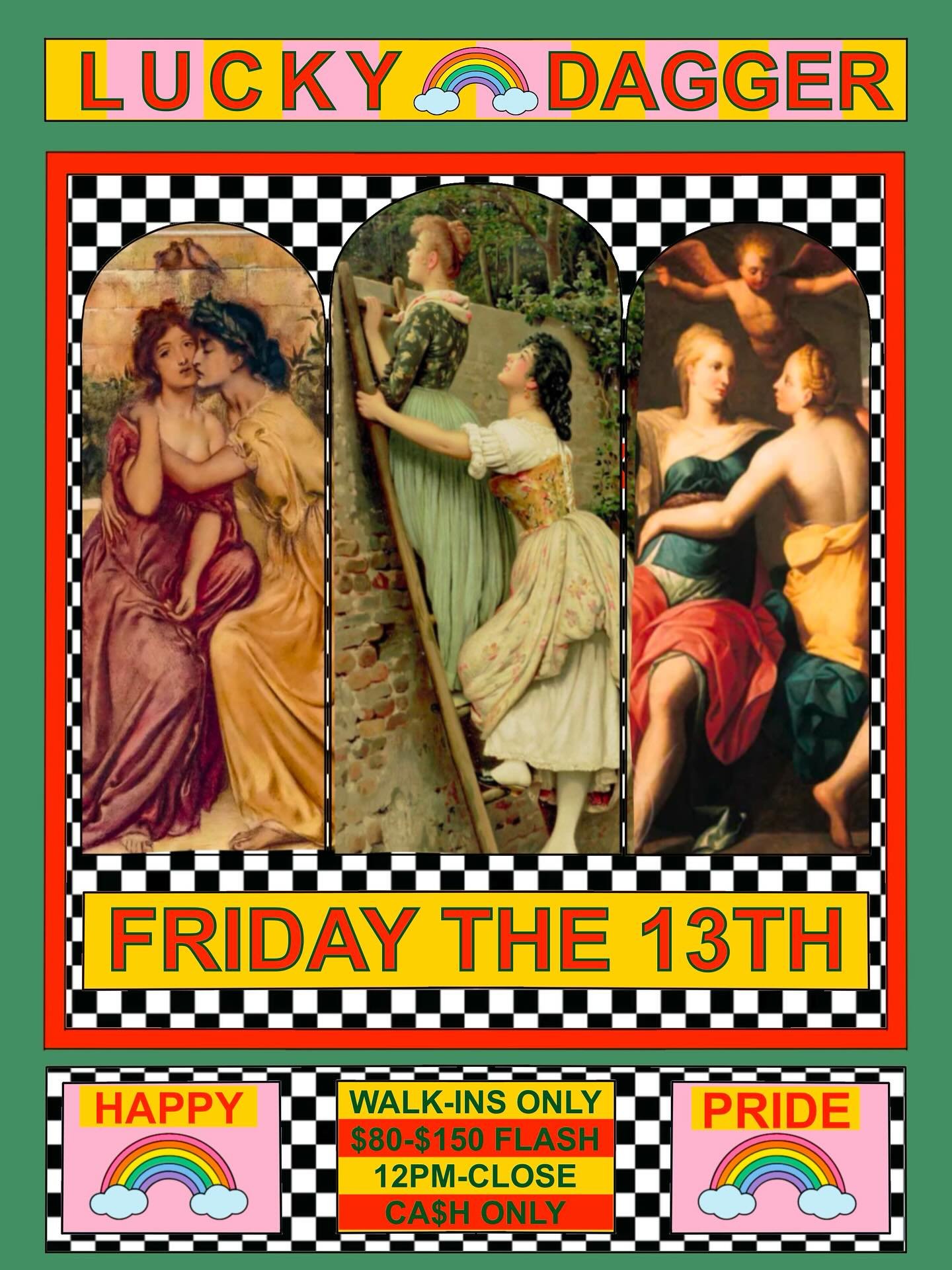 PRIDE MONTH FRIDAY THE 13TH ⛓️ $80-150 FLASH ⛓️ 12PM-CLOSE ⛓️ WALK-INS ONLY ⛓️ CASH ONLY ⛓️ FLASH POSTED THURSDAY NIGHT