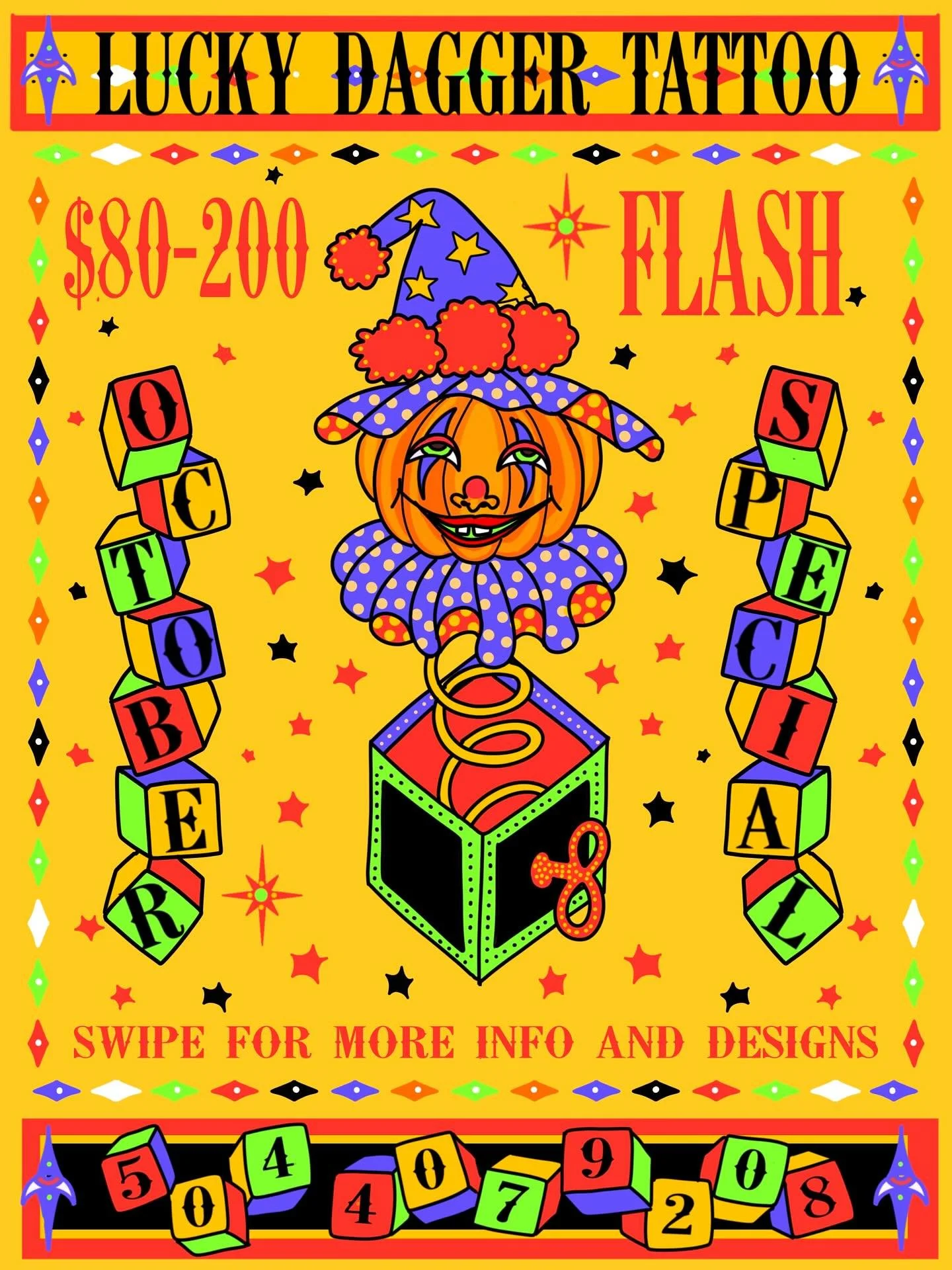 Here&rsquo;s our October flash!! We&rsquo;ll be doing by these at a discounted rate all month long! Walk-ins are welcome but give us a call to check on availability because we don&rsquo;t always have time! You can also make an appointment by calling 