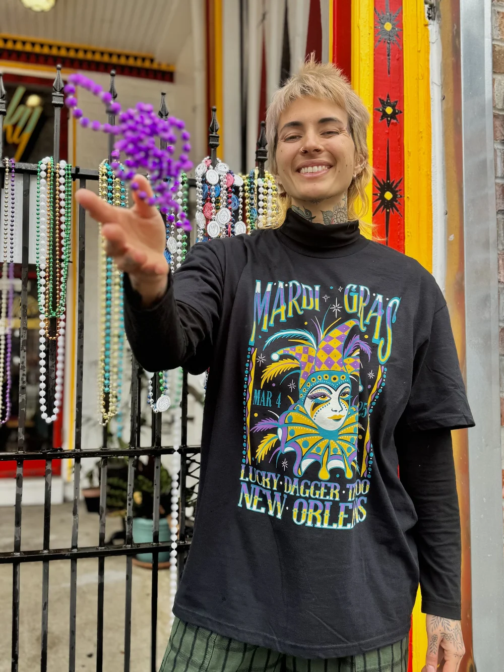 Vintage Style Mardi Gras Shirt (Classic Mardi Gras Colors) — Lucky 