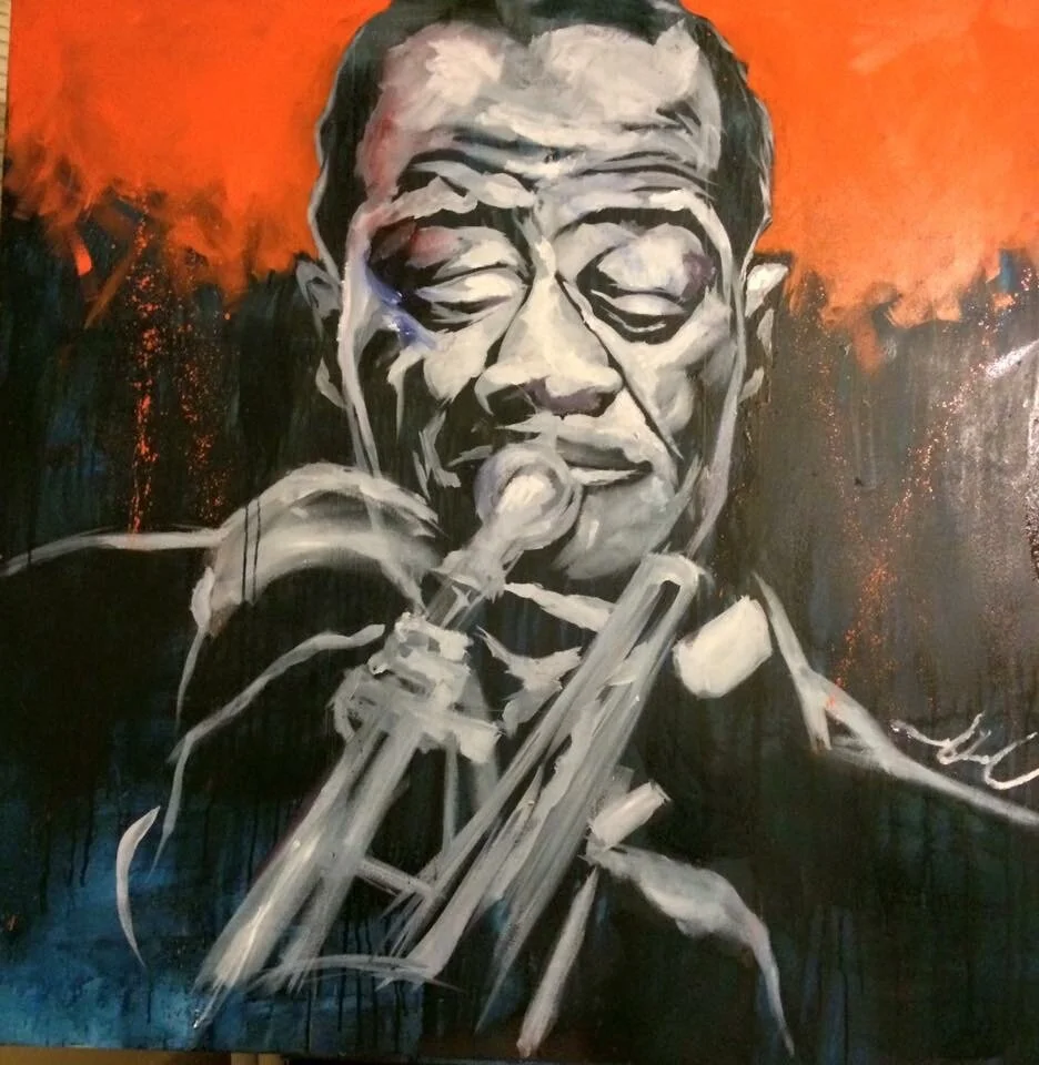 "Satchmo" expressive painting of Louie Armstrong (48" x 48")