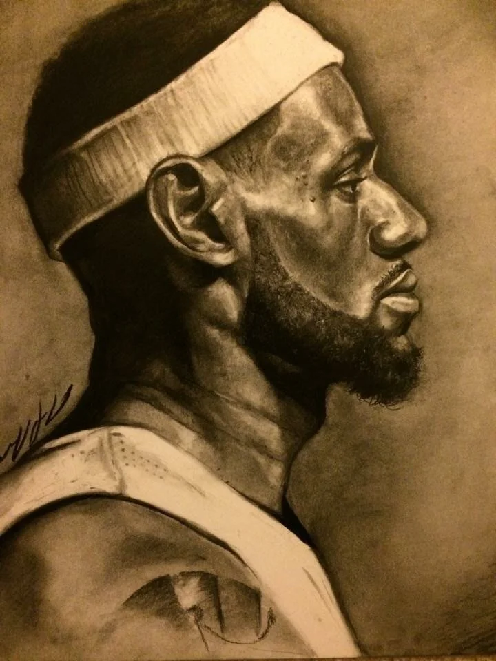 Charcoal drawing of Lebron James