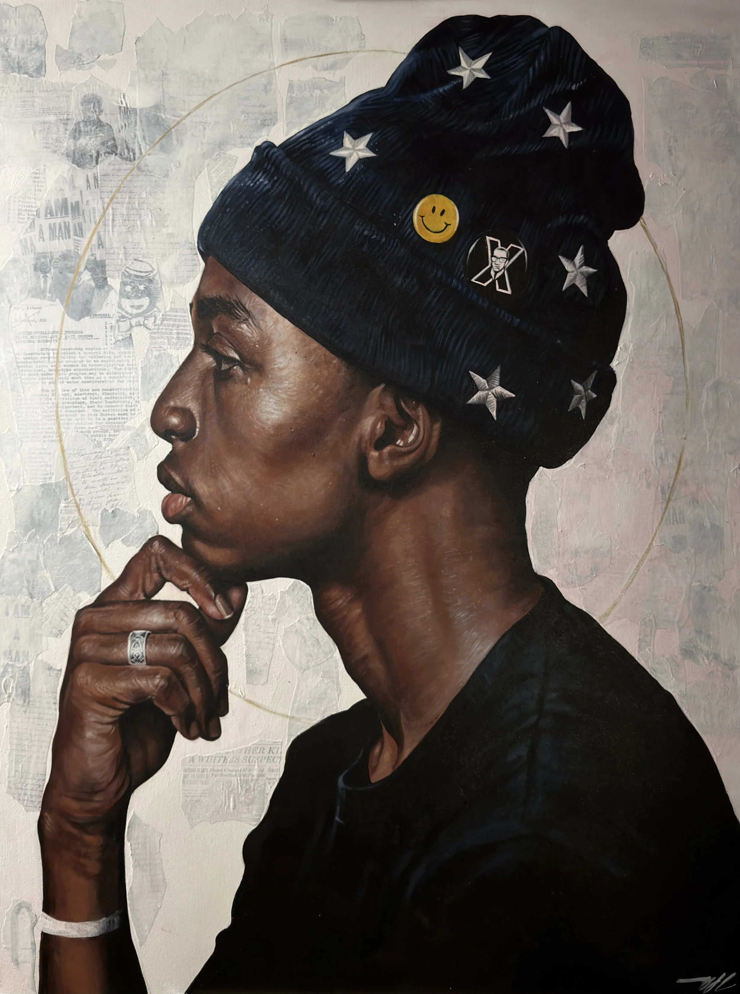 " The Dreamer's Compass" (36" x 48") acrylic and collage on canvas