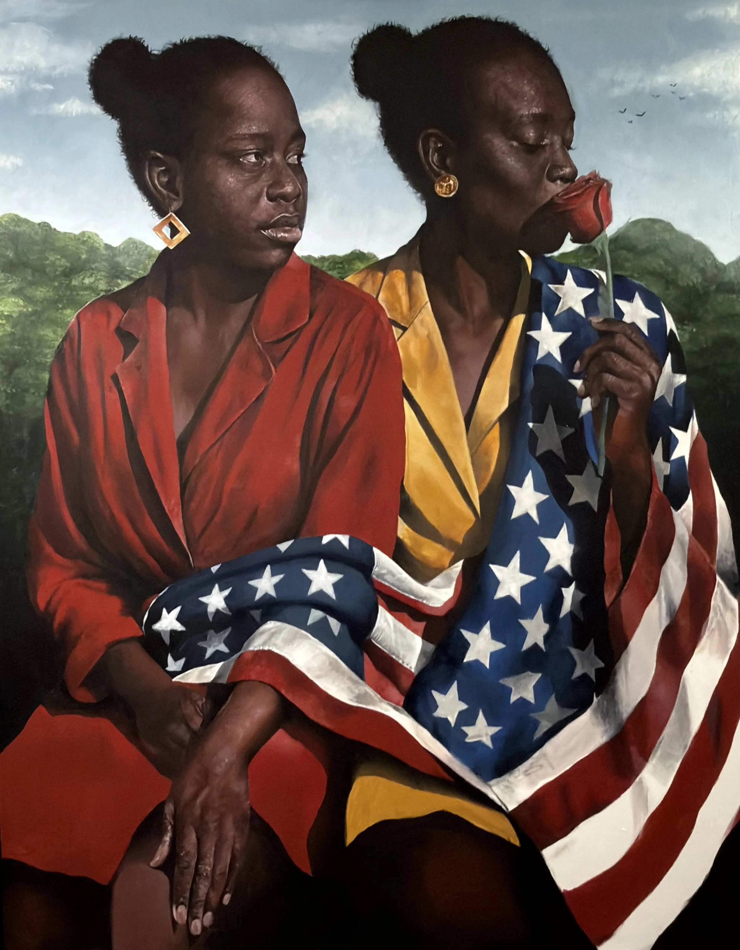 "A Rose in a Borrowed Country" (48" x 60") acrylic on canvas