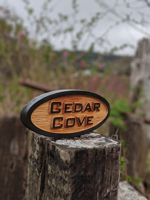 Small Carved Cedar Name Plaque — Personalized