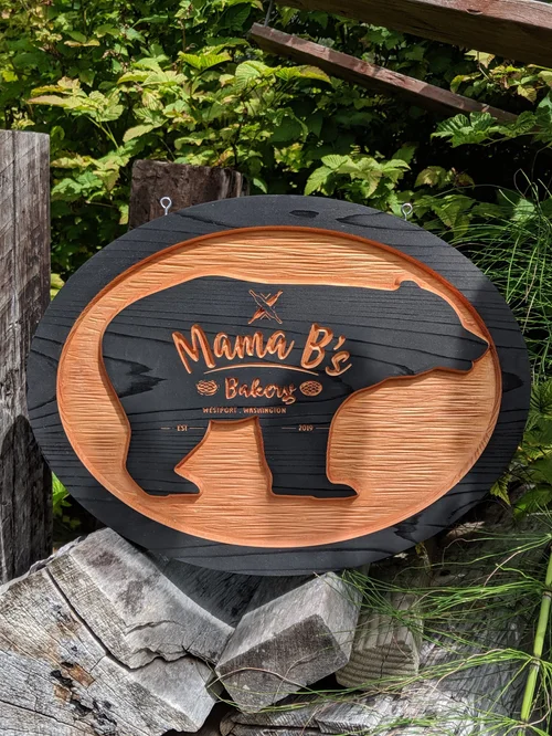 Personalized Carved Cedar Sign — Bear