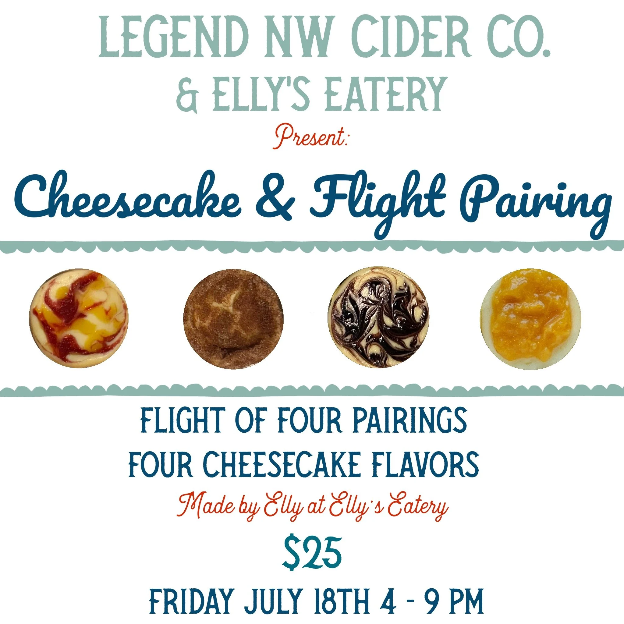 Elly's Eatery Cheesecake Flight Pairing